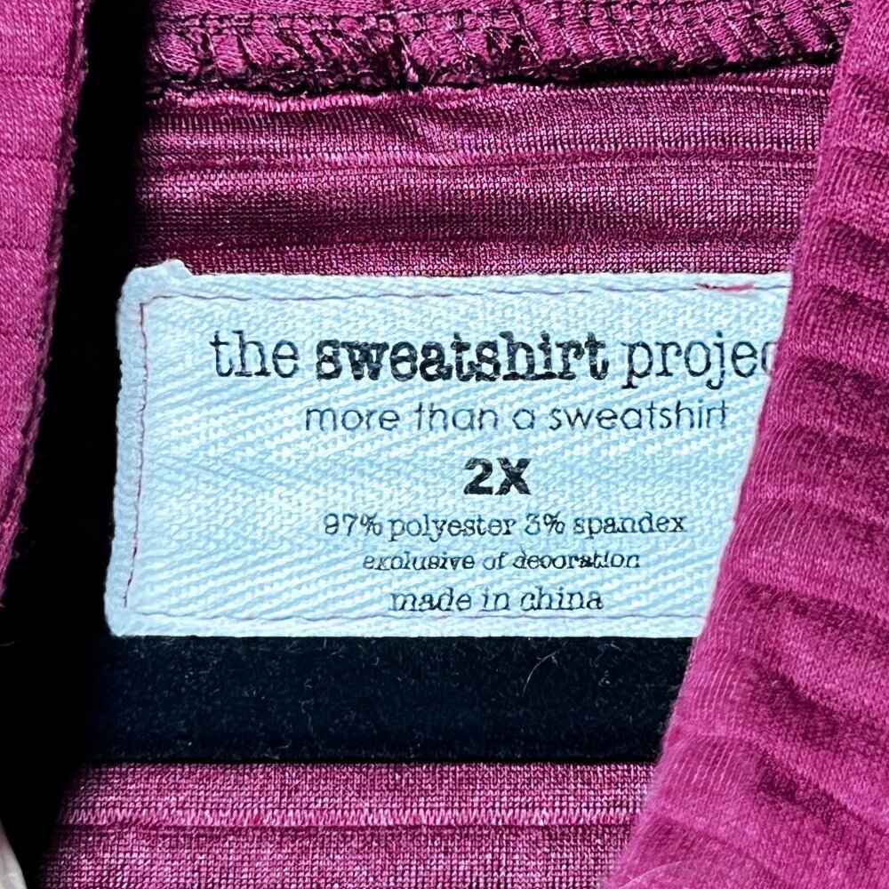 Ribbed Mock Neck Pullover Shirt Side Zippers 2X Magenta The Sweatshirt Project - Picture 8 of 13